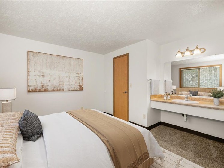 Staged Primary bedroom w/vanity, unit style 2A